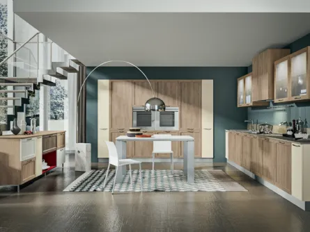 Cucina in MDF color burro e paglia Quadrica 6 di Home Cucine