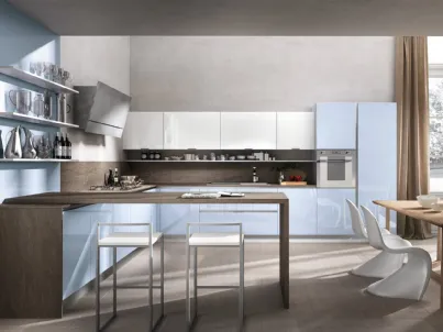 Cucina Moderna angolare con penisola Reflexa 04 in laminato di Home Cucine