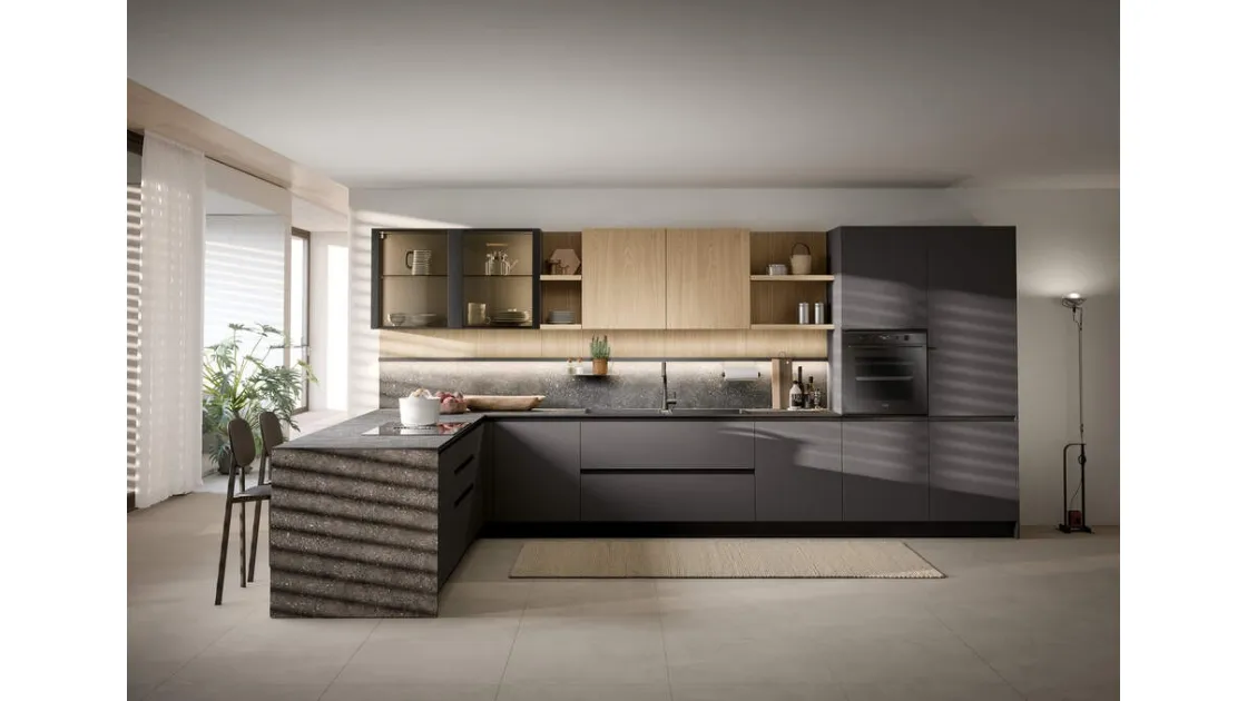 Cucina Moderna con penisola Zoe Composizione 02 di Prima Cucine